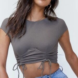 Princess Polly Cropped Top Green 10‎ Shirt Boho Goblincore Fairy Forest Cottage